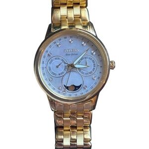 Citizen Gold-Tone Eco-Drive Watch with White Dial